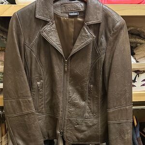 Tribal  Brown Leather Jacket